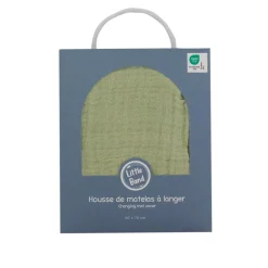 Little Band Housse de Matelas à langer Gaze de Coton Vert Mousse 50x70 cm