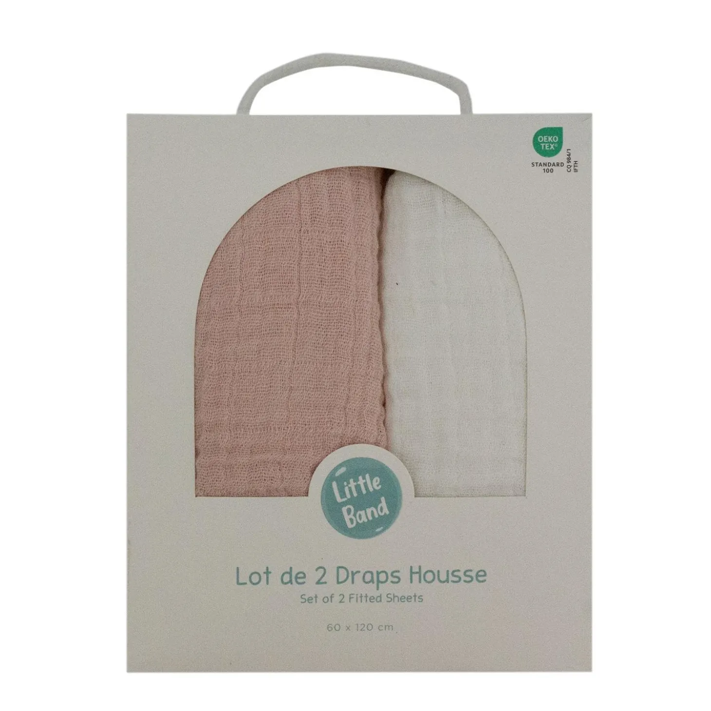 Little Band Lot de 2 Draps Housse Double Gaze Écru/Vieux