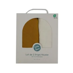 Little Band                    Lot de 2 Draps Housse Jersey     Écru/Pollen            60x120 cm