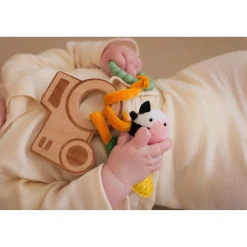 Little big friends Hochet en bois Ferme