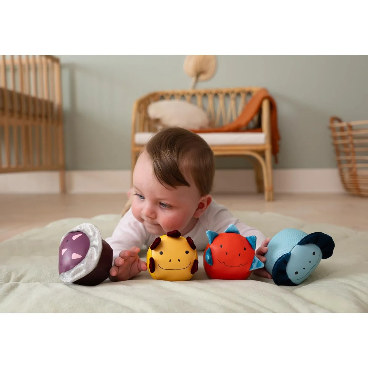 Little big friends Set de 4 balles doudous dino Les Dooballs Multicolore