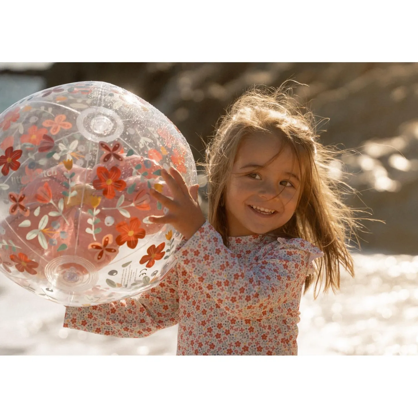 Little Dutch Ballon de plage 3D Pink Flowers