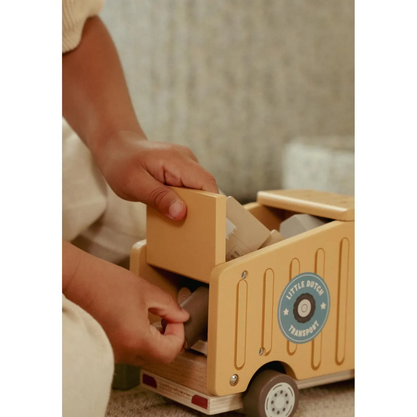 Little Dutch Camion-benne en bois FSC Multicolore
