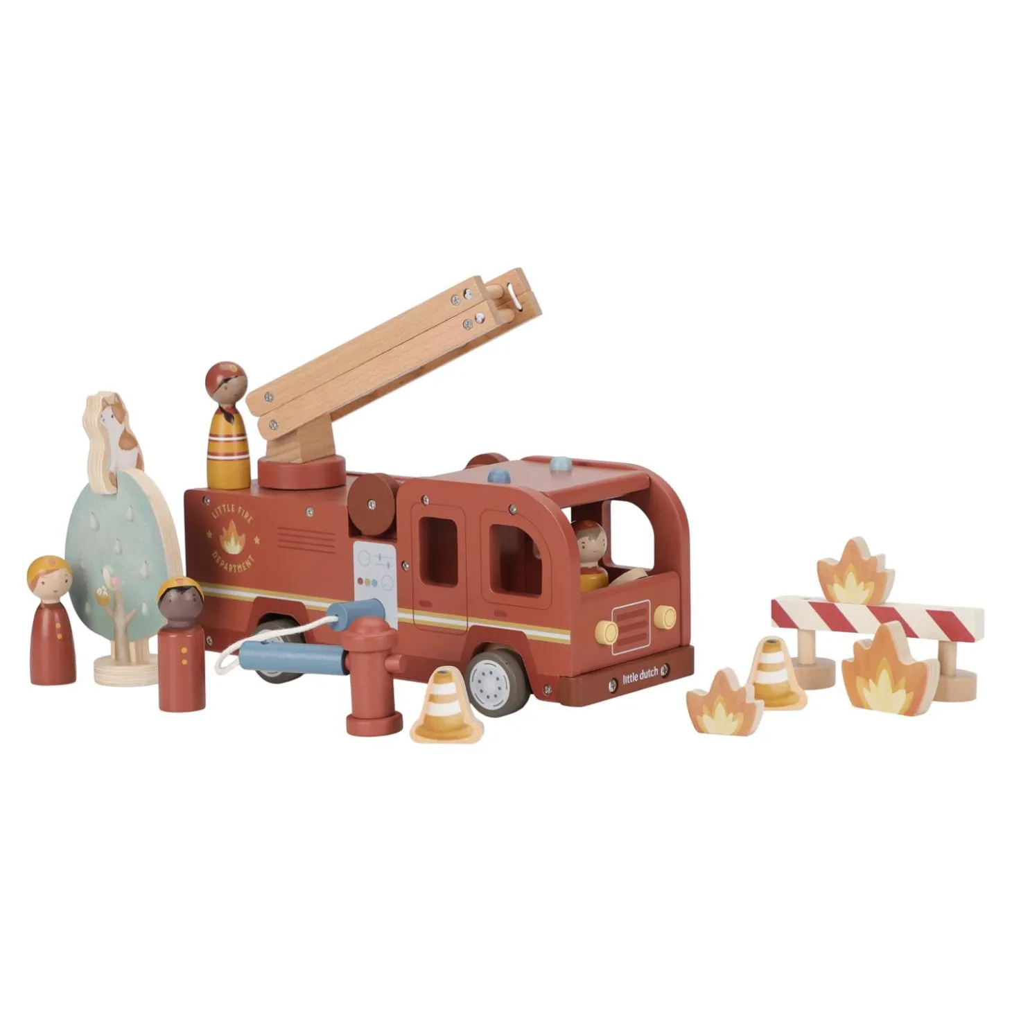Little Dutch Camion de pompiers et accessoires en bois FSC Multicolore