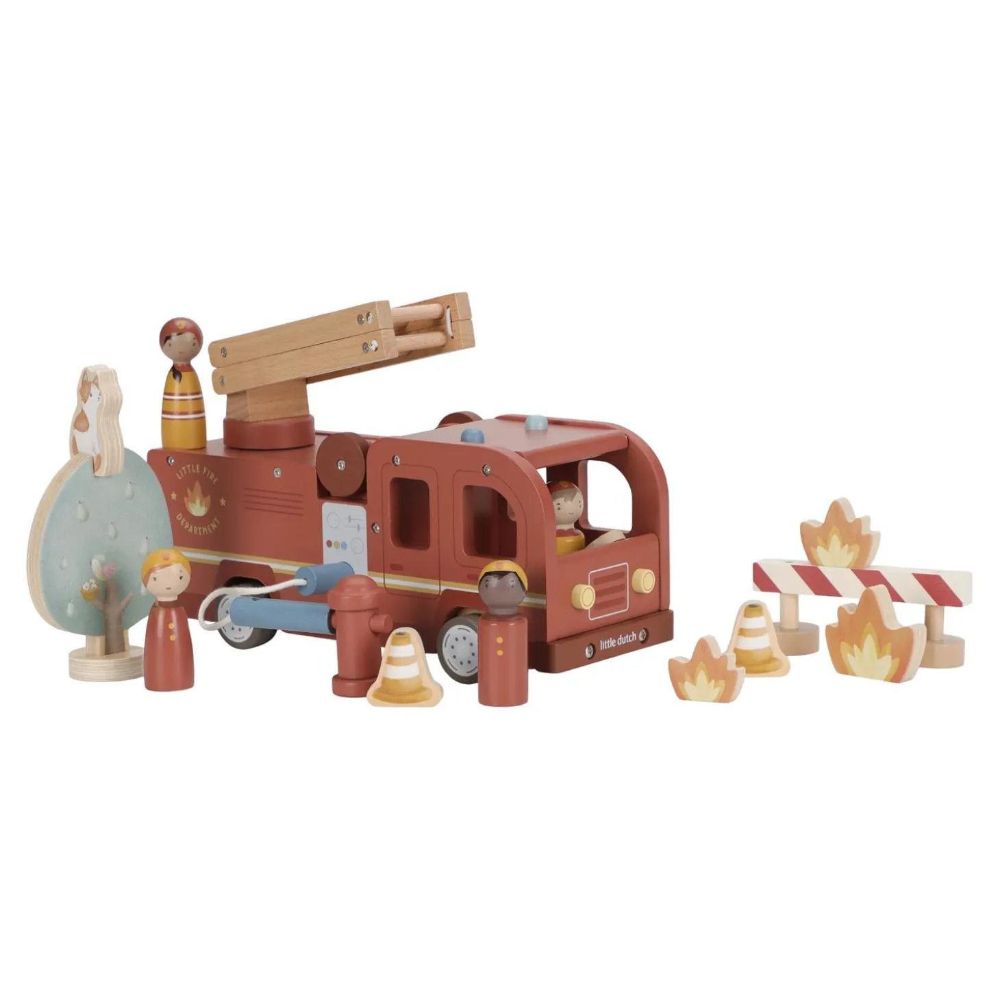 Little Dutch Camion de pompiers et accessoires en bois FSC Multicolore