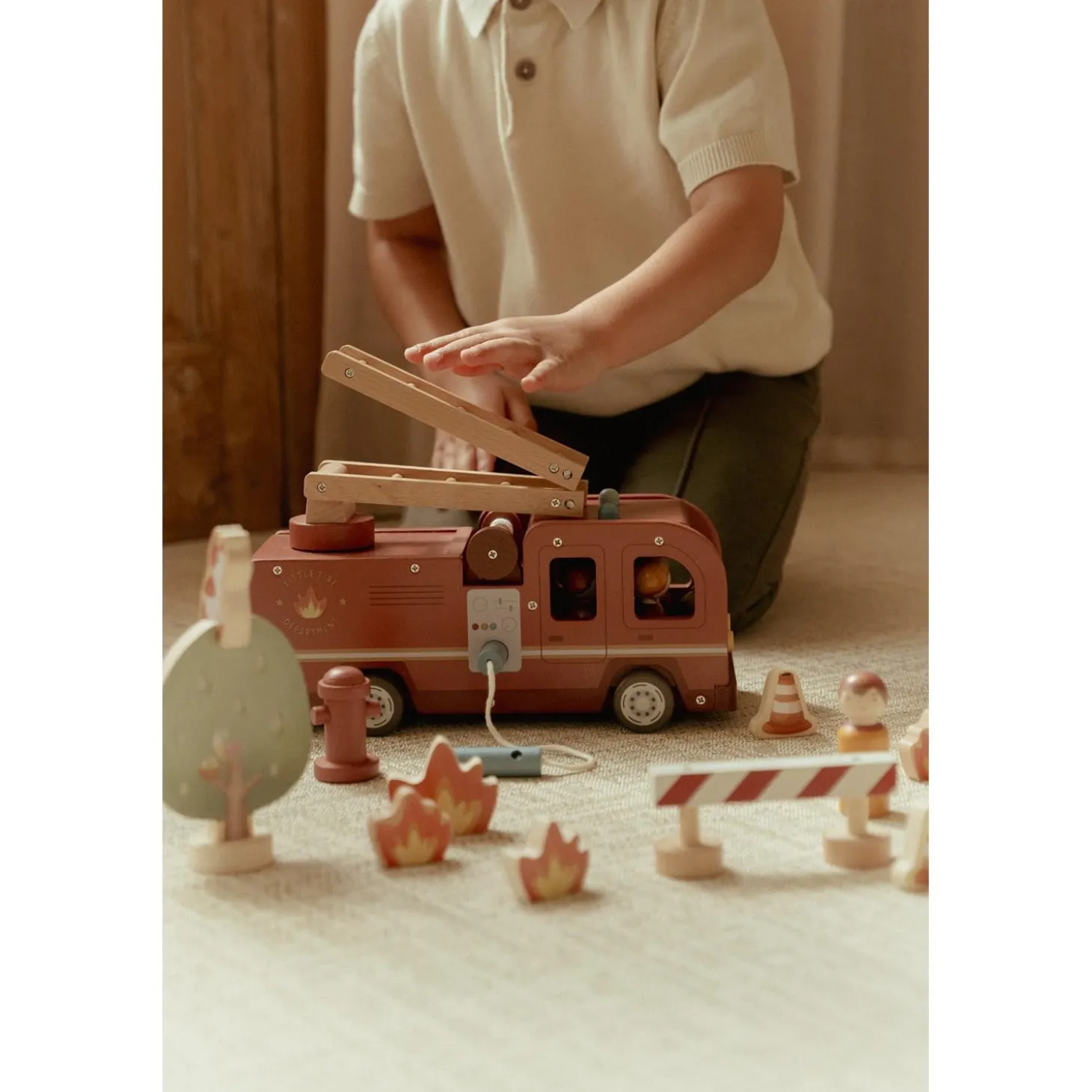 Little Dutch Camion de pompiers et accessoires en bois FSC Multicolore