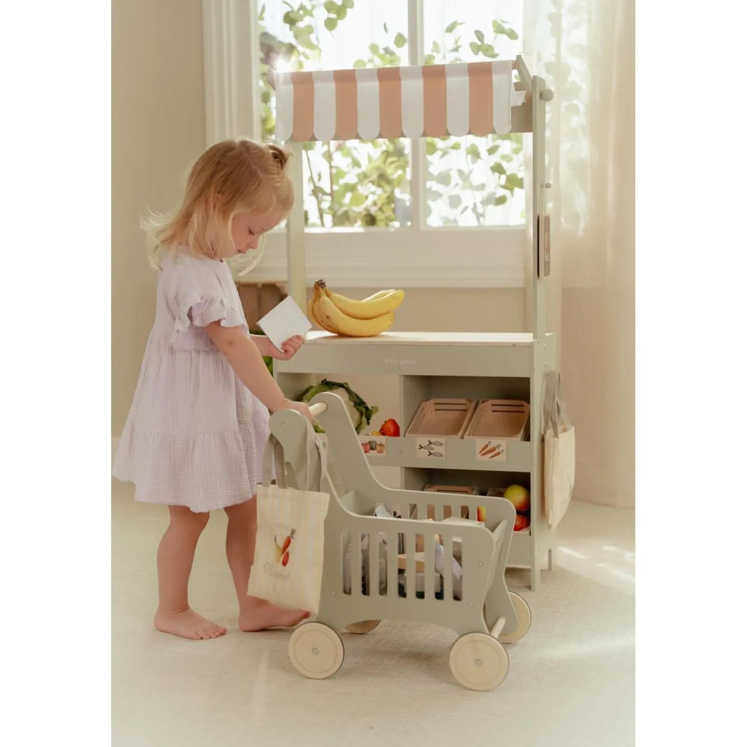 Little Dutch Chariot de courses en bois FSC Multicolore
