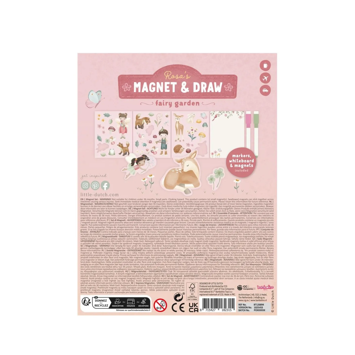 Little Dutch Livre de dessin magnétique Rosa Fairy Graden