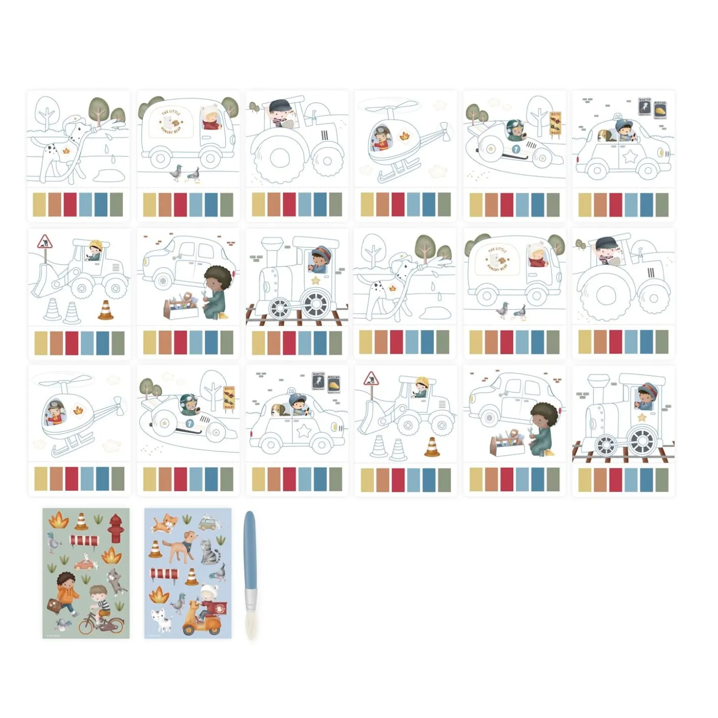 Little Dutch Livre de peinture aquarelle Véhicules