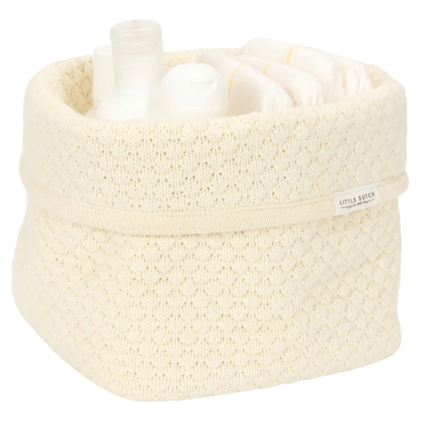 Little Dutch Panier de commode tricoté petit Pure Soft White
