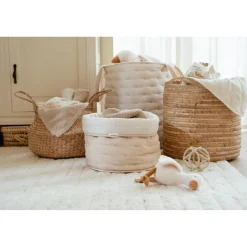 Little Dutch                    Panier de commode rond grand      Pure Soft Beige stripe