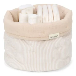 Little Dutch                    Panier de commode rond petit      Pure Soft Beige stripe