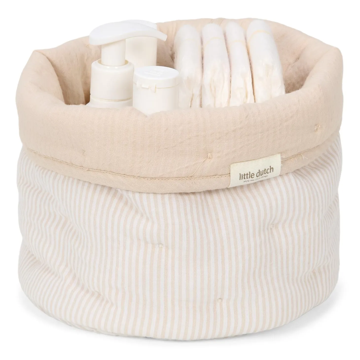Little Dutch Panier de commode rond petit Pure Soft Beige stripe
