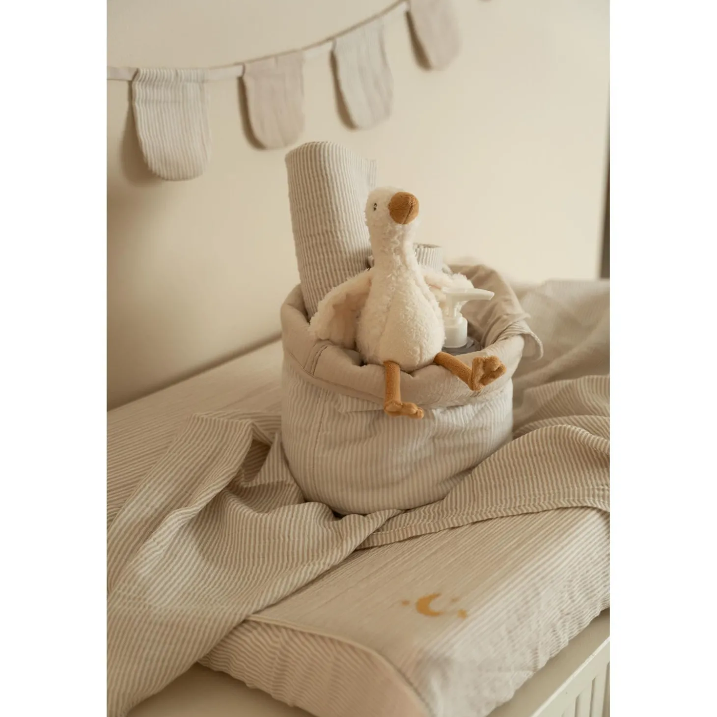 Little Dutch Panier de commode rond petit Pure Soft Beige stripe