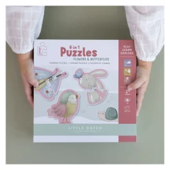 Little Dutch                    Puzzle 6 en 1 en bois Flowers & Butterflies