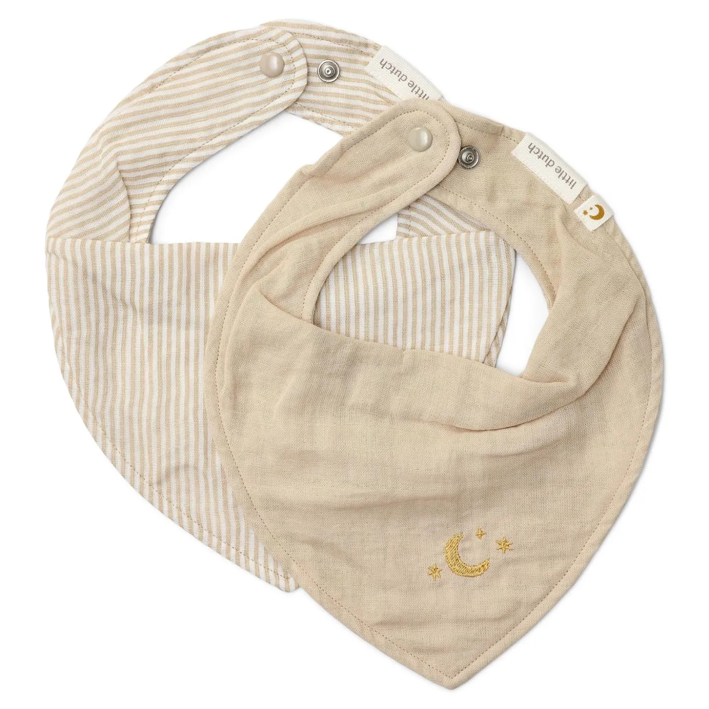 Little Dutch Set de 2 bavoirs bandana Pure Soft Beige