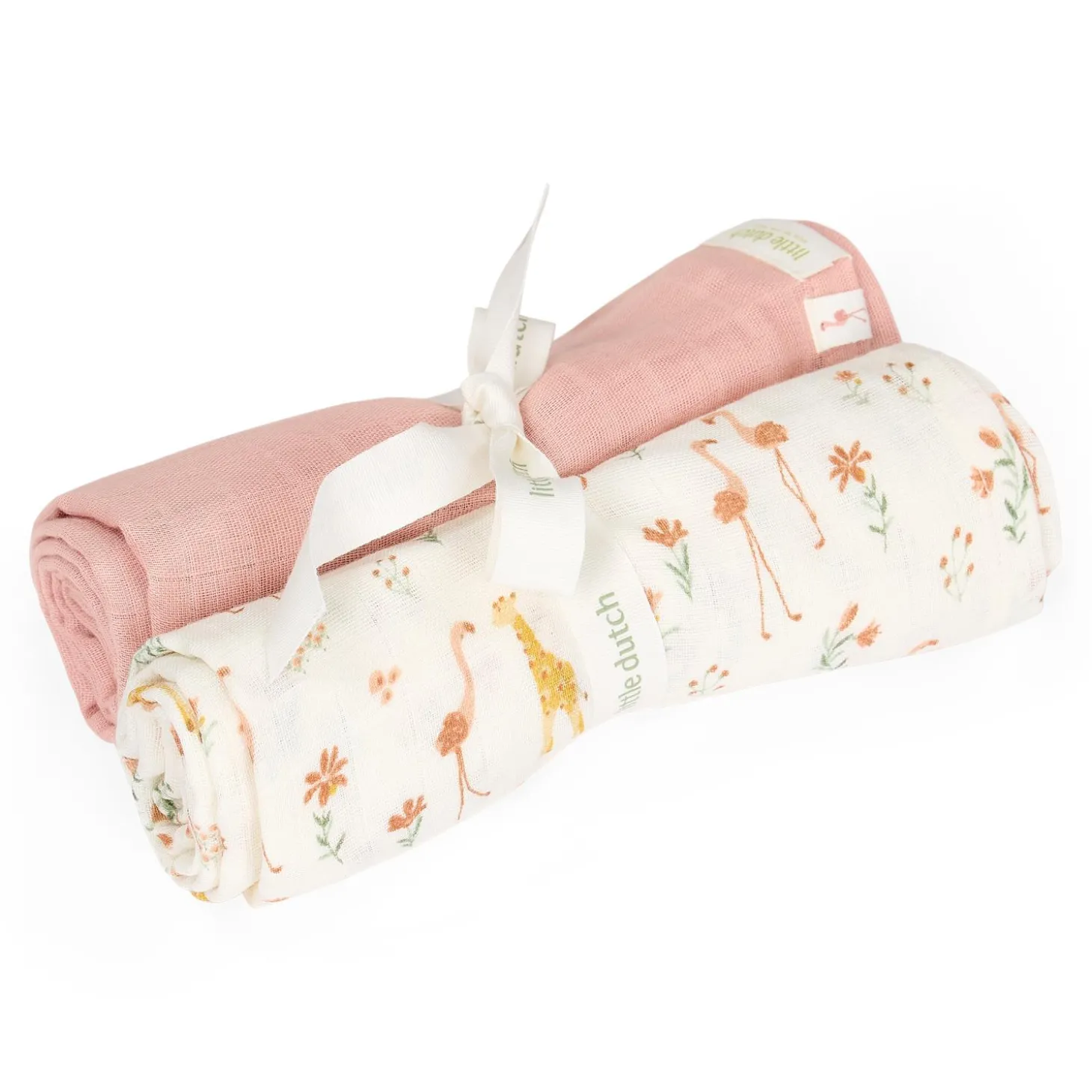 Little Dutch Set de 2 langes en gaze de coton Blooming Safari 70x70 cm