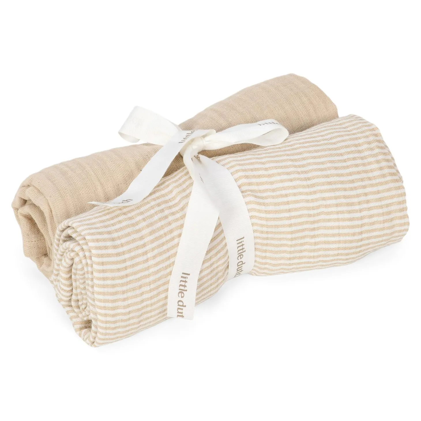 Little Dutch Set de 2 langes en gaze de coton Pure Soft Beige 70x70 cm