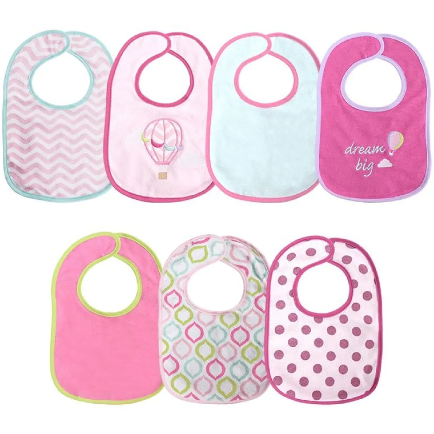 Lorelli Lot de 7 bavoirs avec velcro Fille Multicolore