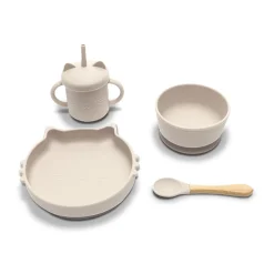 Lorelli                    Set 4 pcs Silicones Avec Bol Assiette Tasse et Cuillère    Beige