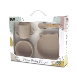 Lorelli                    Set 4 pcs Silicones Avec Bol Assiette Tasse et Cuillère    Beige