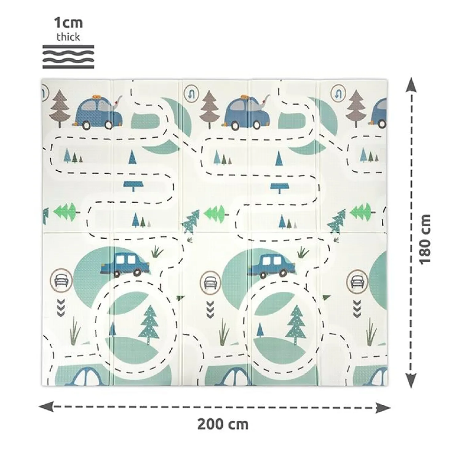 Lorelli Tapis de Jeu Thermique Reversible Pliable Blanc 18 x 200 cm