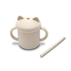 Lorelli                    Tasse Silicone Avec Poignet Et Paille    Beige