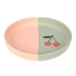 Lässig                    Assiette en silicone Happy Fruits    Cerise Rose/Kaki Clair