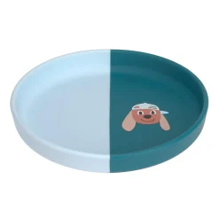 Lässig                    Assiette en silicone Tiny Team Chien    Bleu