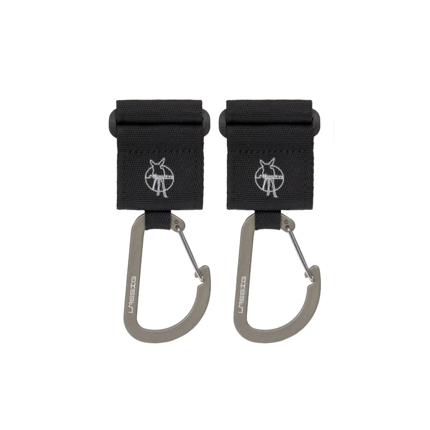 Lässig 2 attaches poussette avec mousqueton Noir