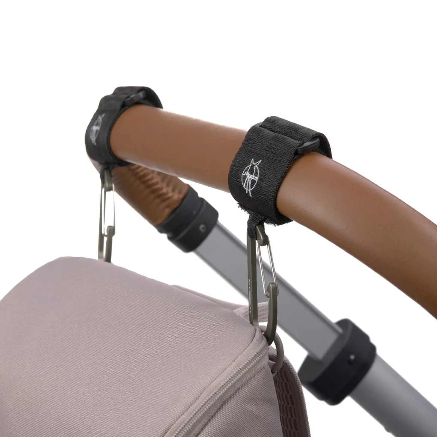 Lässig 2 attaches poussette avec mousqueton Noir