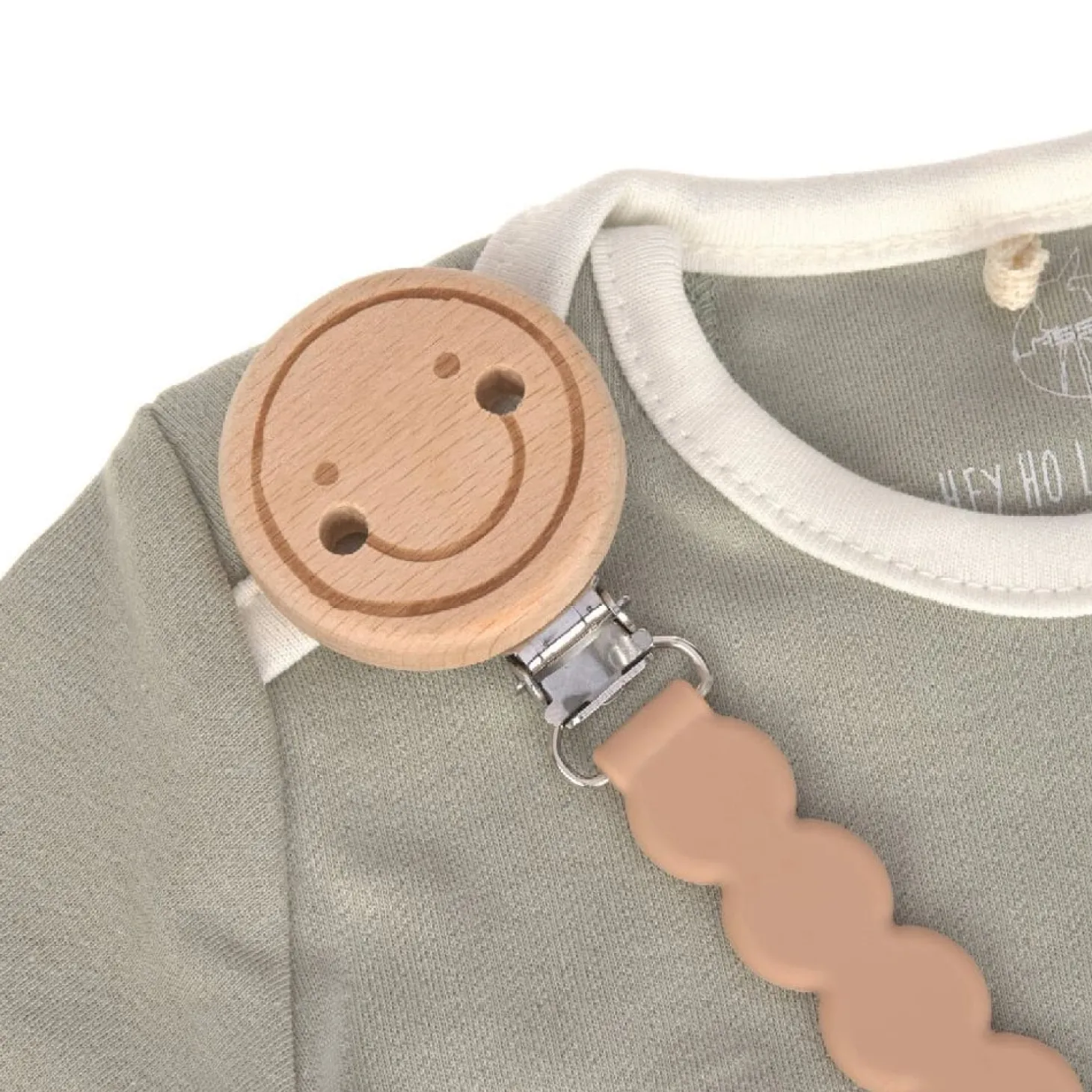 Lässig Attache sucette Bois/Silicone Tiny Smile Érable
