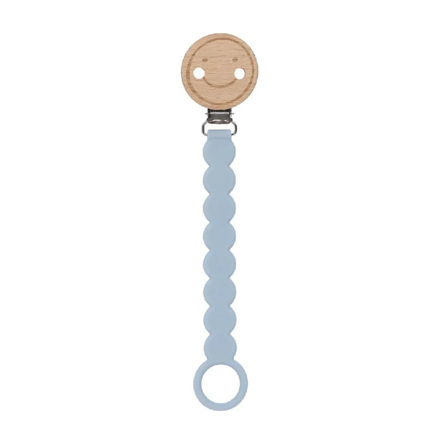 Lässig Attache sucette Bois/Silicone Tiny Smile Bleu Poudré