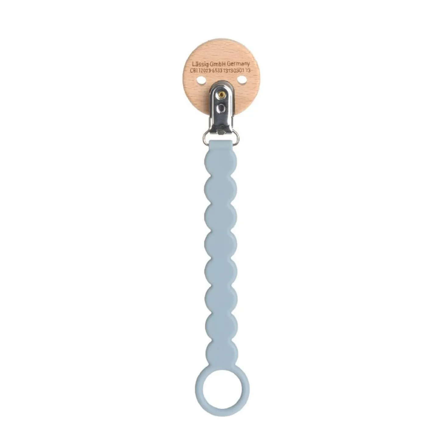 Lässig Attache sucette Bois/Silicone Tiny Smile Bleu Poudré