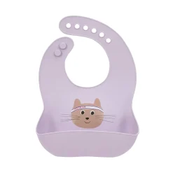 Lässig                    Bavoir en silicone av. poche Tiny Team Chat    Lilac            6-24 mois