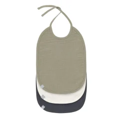 Lässig 3 bavoirs mousseline médium à nouer Olive