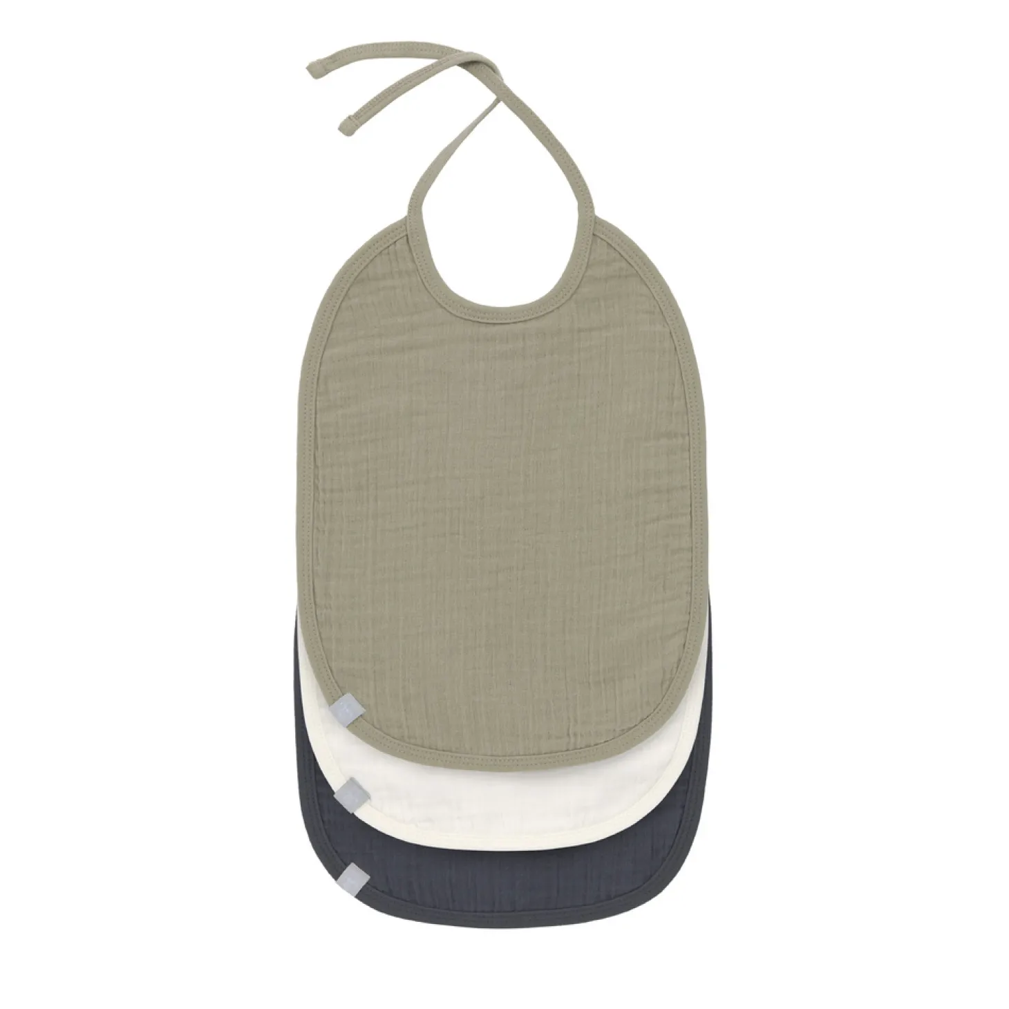 Lässig 3 bavoirs mousseline médium à nouer Olive