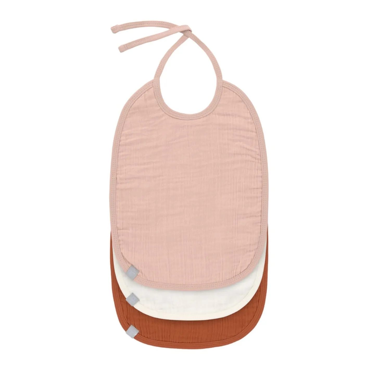 Lässig 3 bavoirs mousseline médium à nouer Vieux rose