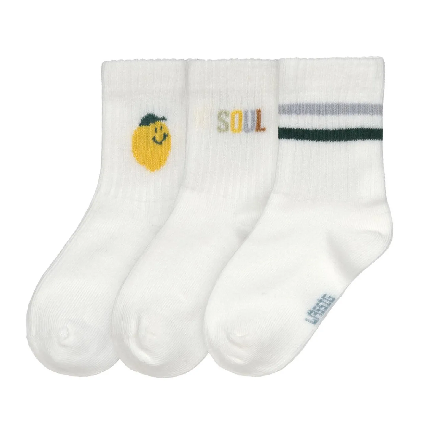 Lässig Chaussettes Kids de Tennis 3 pcs Citron Blanc 23 - 26 mois