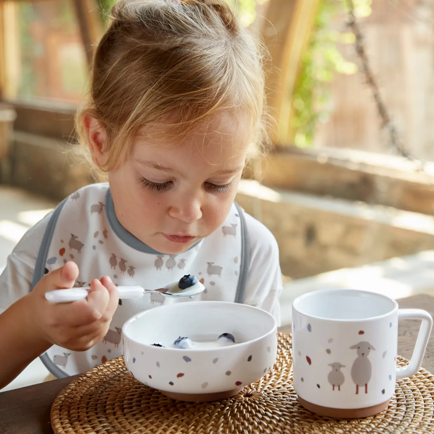 Lässig Coffret repas en porcelaine Tiny Farmer Blanc