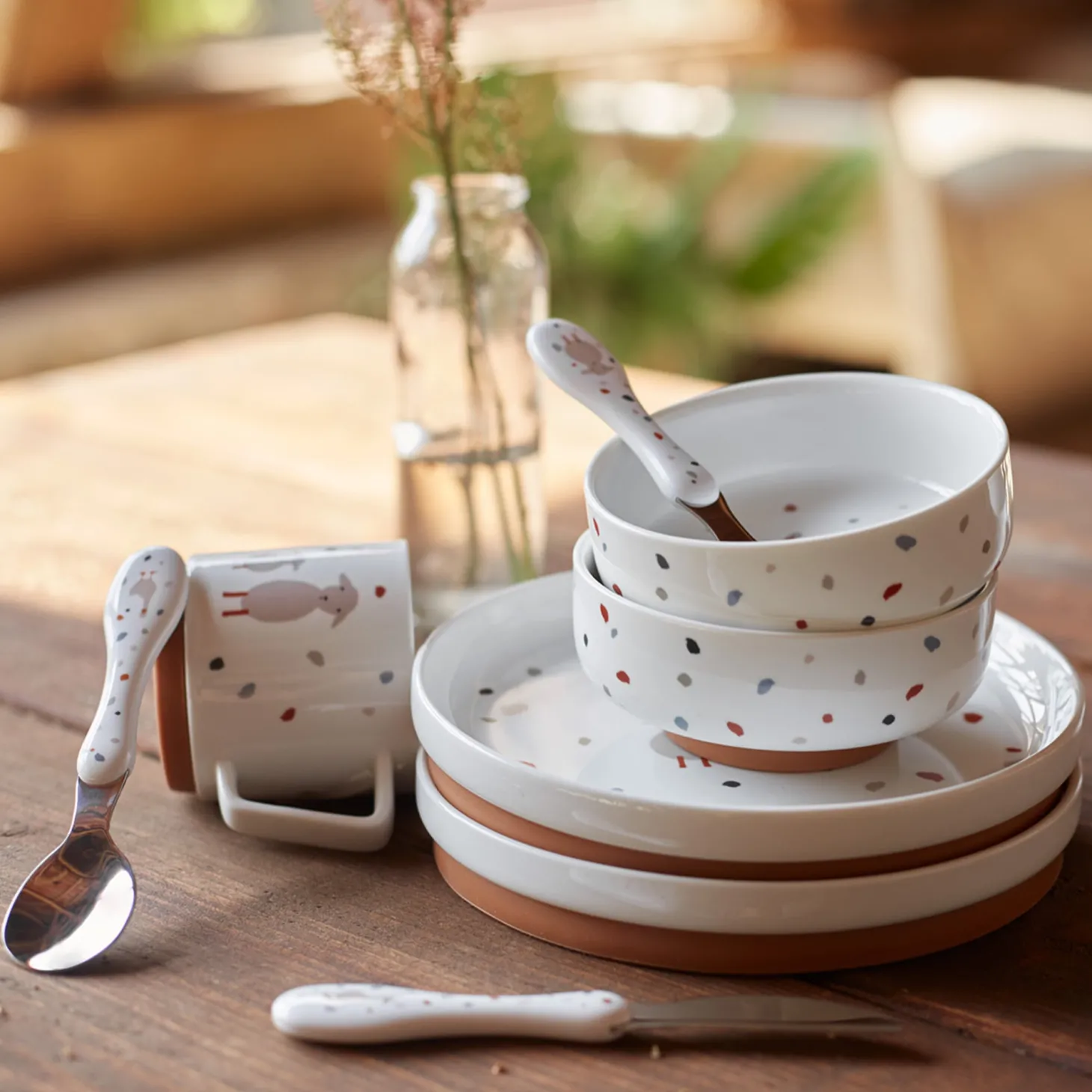 Lässig Coffret repas en porcelaine Tiny Farmer Blanc