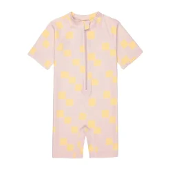 Lässig                    Combinaison manches courtes Motif damier    Rose pâle/jaune
