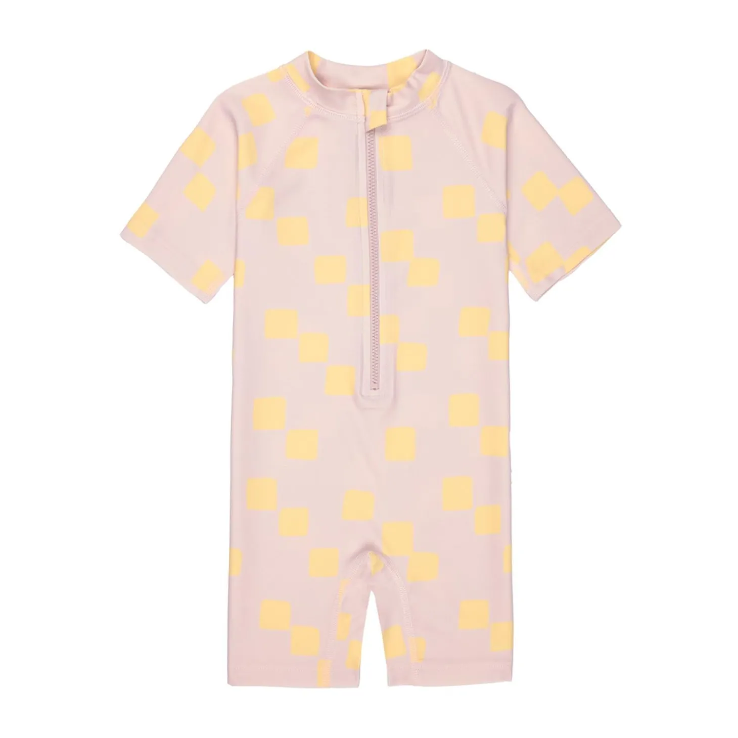 Lässig Combinaison manches courtes Motif damier Rose pâle/jaune