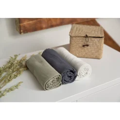 Lässig Lange mousseline L Olive/Blanc Cassé/Bleu Marine 85x85 cm