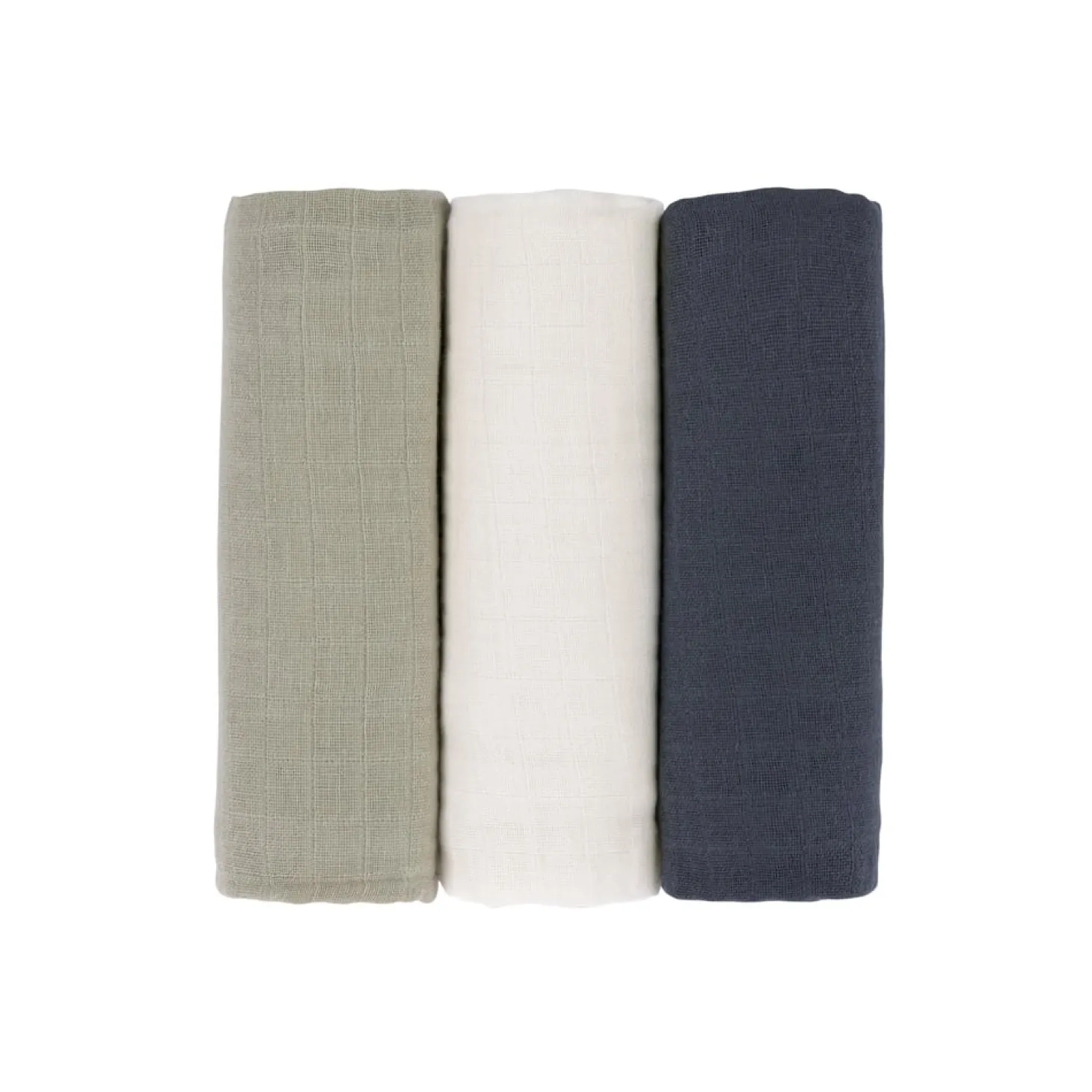 Lässig Lange mousseline L Olive/Blanc Cassé/Bleu Marine 85x85 cm