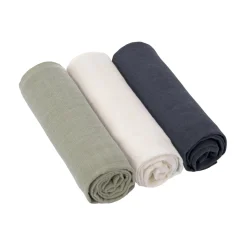 Lässig Lange mousseline L Olive/Blanc Cassé/Bleu Marine 85x85 cm