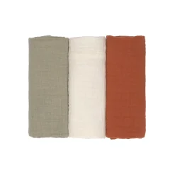 Lässig Lange mousseline M Uni Olive/Blanc Sé/Rouille, 60x60 cm