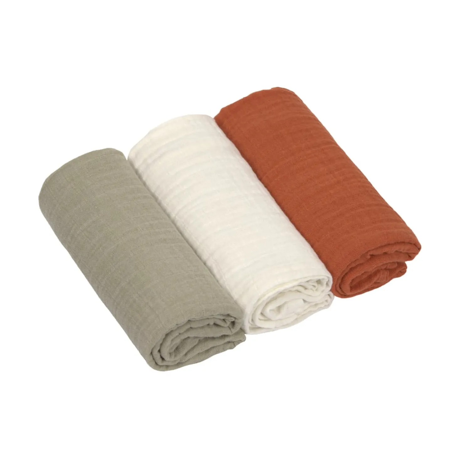 Lässig Lange mousseline M Uni Olive/Blanc Sé/Rouille, 60x60 cm