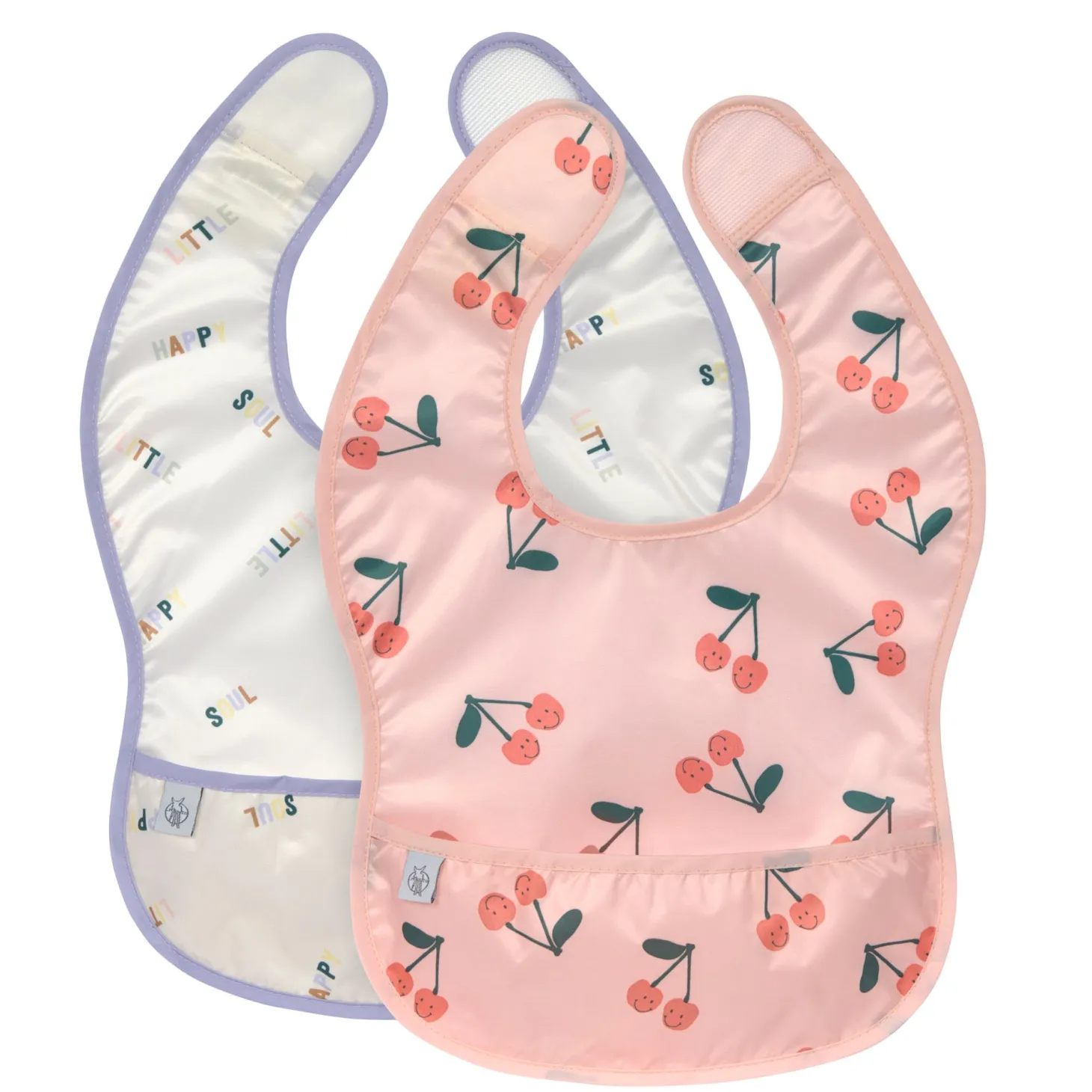Lässig Lot de 2 bavoirs av. poche Happy Fruits Cerise Rose