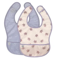 Lässig                    Lot de 2 bavoirs av. poche Tiny Team Chat    Lilac            6-24 mois